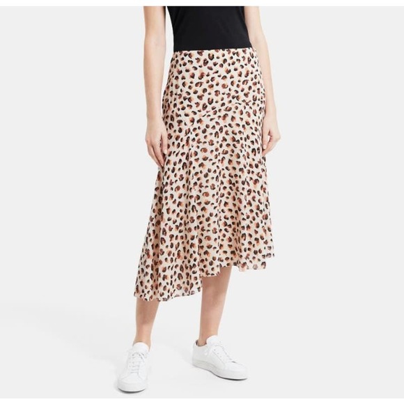 THEORY Asymmetrical Skirt in Leopard Silk